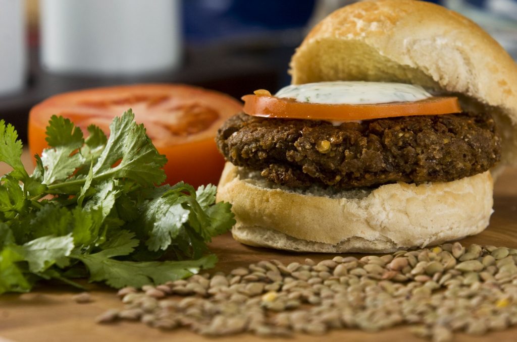 vegetarian mushroom and pecan burger